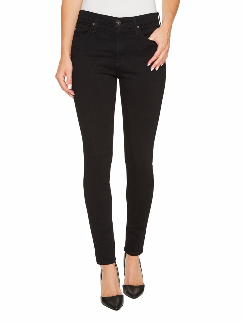 Women’s AG Adriano Goldschmied Farrah Black High-Rise Skinny Jeans 26